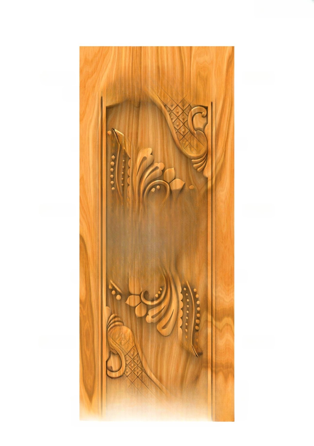 GSK HT - PAGE-01 Elegant Floral Heritage Carved Wooden Door 3D Model